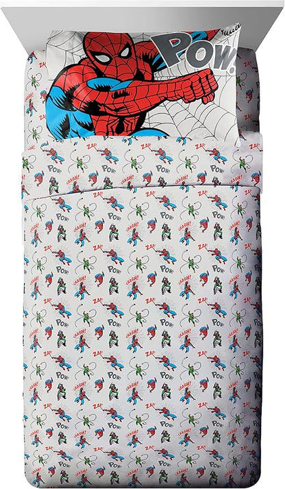 Jay Franco Spiderman Spidey VS 5 Piece Twin Size Bed Set - Includes Comforter & Sheet Set Bedding - Super Soft Fade Resistant Microfiber (Official Marvel Product)