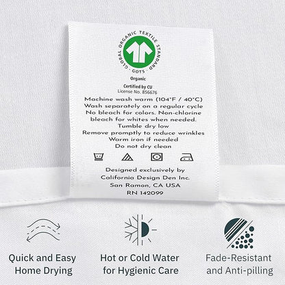 California Design Den 2-Pack Extra Long Twin Sheets Set - 100% Organic Cotton Bed Sheets, Crisp Percale Feel, Deep Pockets, Lightweight Bedding Set - True Ivory