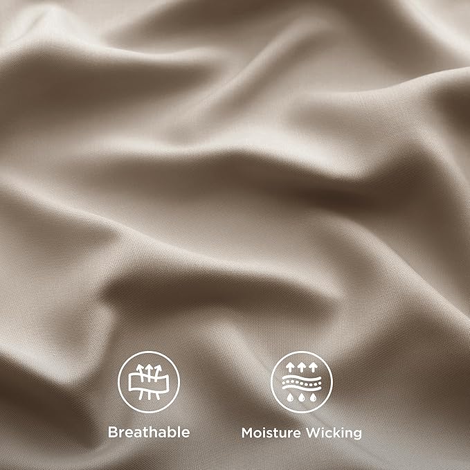 Bedsure Full Size Bed Sheets, Cooling Sheets, Rayon Derived from Bamboo, PureWoven, Breathable & Soft, Deep Pocket Up to 16 Inches, Hotel Luxury Silky Bedding for Hot Sleepers, Simply Taupe