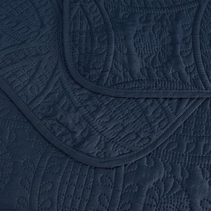 Chezmoi Collection Austin 3-piece Oversized Bedspread Coverlet Set (Queen, Navy) | Oversized, Lightweight, Fade Resistant