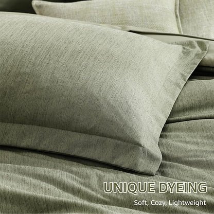 Monbix Full Size Comforter Set, Sage Green Bedding Comforter for Full Size Bed Set Reversible, Bedding Sets Full 7 Pieces, Cationic Dyeing Bed in a Bag with Comforter, Sheets, Pillowcases & Shams