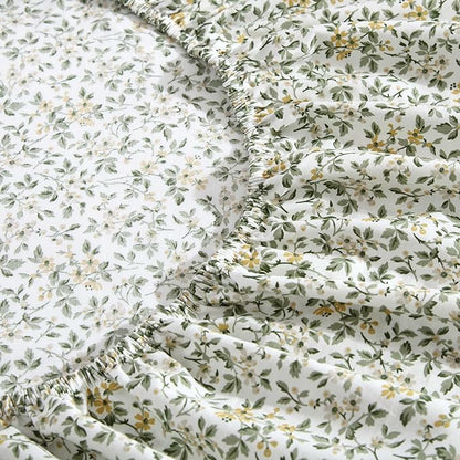 Laura Ashley - Full Sheet Set, Breathable Percale Cotton Bedding with Deep Pockets, Chic Home Decor, Oeko-Tex Certified (Tierney Green, Full)
