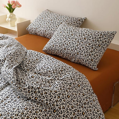 Houseri Leopard Comforter Set Full Black Cheetah Print Bedding Sets Quilt Stylish and Bold Animal Print Bed Blanket Full Size