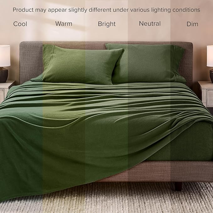 Bare Home Super Soft Fleece Sheet Set - King Size - Extra Plush Polar Fleece, No-Pilling Bed Sheets - All Season Cozy Warmth (King, Cypress)