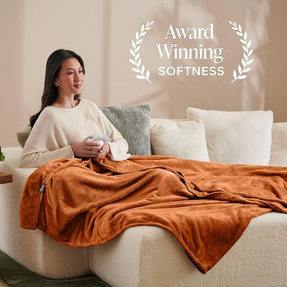 Bare Home Fleece Blanket - Twin/Twin Extra Long - Ultra-Soft Lightweight for Bed, Sofa, and Couch - Luxury Microplush - Cozy Warm Blanket (Twin/Twin XL, Sienna)