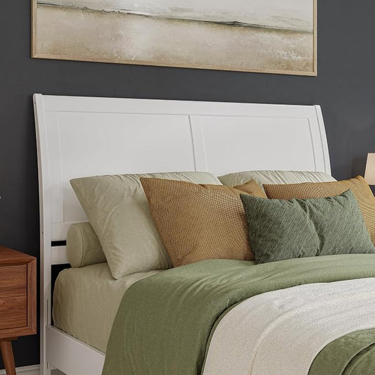AFI, Portland Queen Sleigh Solid Wood Panel Headboard, White
