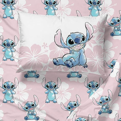 Jay Franco Disney Lilo & Stitch Full Comforter Set - 7 Piece Bedding Includes Sheet Set & Pillow Covers - Super Soft Kids Floral Bedding