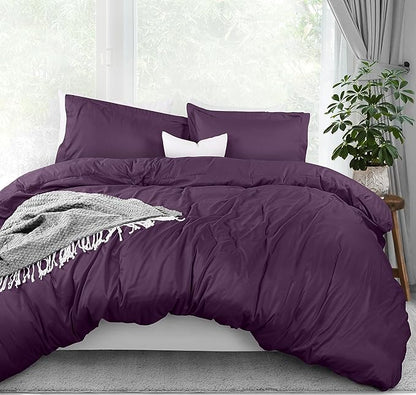 Utopia Bedding Duvet Cover Full Size - 3 Piece with Zipper Closure - 1 Comforter Cover 80X90 Inches & 2 Pillow Shams 20X26 Inches (Purple) Comforter Not Included