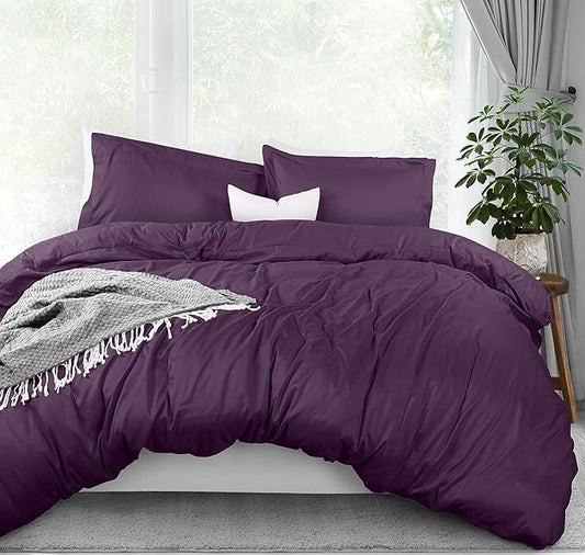 Utopia Bedding Duvet Cover Full Size - 3 Piece with Zipper Closure - 1 Comforter Cover 80X90 Inches & 2 Pillow Shams 20X26 Inches (Purple) Comforter Not Included