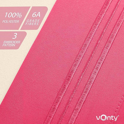 Vonty 2 Pack King Pillow Cases - 20x40 Inch, 1800 Thread Count Microfiber Pillowcases King Size Hot Pink Pillow Cases Luxury & Soft Embroidered Bed Pillow Covers with Envelope Closure