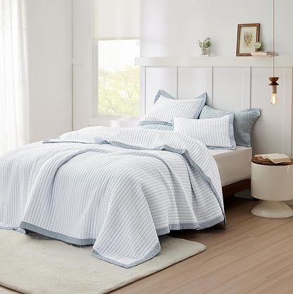 Bedsure White Quilts Twin Size - Twin Quilt Bedding Set Bedspread Coverlet, Lightweight Corduroy Pattern Bedspread, 2-Piece Set with 68"x86" Coverlet & 1 Pillow Sham, All-Season Soft Microfiber