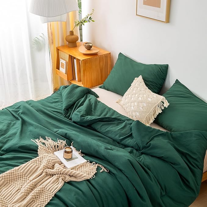 COTTEBED Ultra-Soft Polycotton Bedding Comforter Set Twin XL/Twin Size - Hunter Forest Green Cozy Lightweight Solid Bed Quilt Blanket for Kid Teens School College Dorm All Season Use - Emerald Green