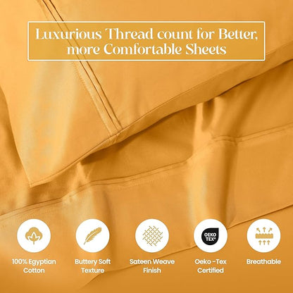 Superior 1200-Thread Count Egyptian Cotton Solid Pillowcase Set, Dijon, King