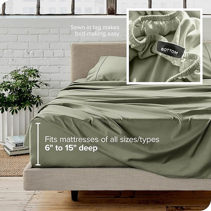 Bare Home California King Sheet Set - 1800 Ultra-Soft Microfiber Cal King Bed Sheets - Double Brushed - Deep Pockets - Easy Fit - 4 Piece Set - Bed Sheets (California King, Sage)