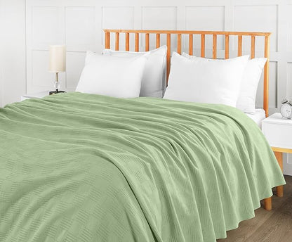 Utopia Bedding Sage Green 100% Cotton Blanket [Queen Size - 90x90 Inch] Lightweight, Soft and Breathable Thermal Blanket for All Seasons