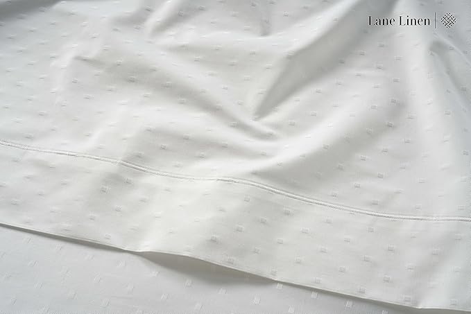 LANE LINEN Pillow Case Covers King, Set of 2, 100% Egyptian Cotton Sateen, Soft Cool & Smooth 1000 Thread Count Pillow Cases - Swiss Dot - White