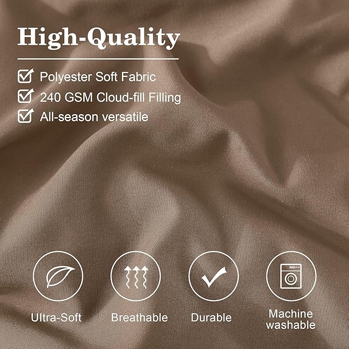 Monbix Full Comforter Set - 7 Pieces Umber Bed in a Bag Full Size Bedding Sets with Comforters, All Seasons Comforter with Sheets, Pillowcases & Shams
