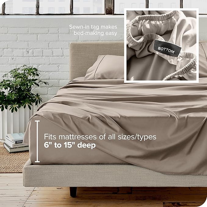 Bare Home King Sheet Set - 1800 Ultra-Soft Microfiber King Bed Sheets - Double Brushed - Deep Pockets - Easy Fit - 4 Piece Set - Bedding Sheets & Pillowcases (King, Khaki)