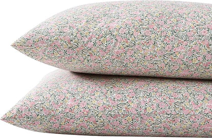 Laura Ashley - Standard Pillowcase Set, Breathable Percale Cotton Bedding, Crisp & Cool for Year Round Use, Coquette Room Decor (Loveston Pink, 2 Piece)