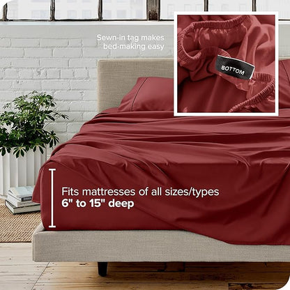 Bare Home Full Sheet Set - 1800 Ultra-Soft Microfiber Full Bed Sheets - Double Brushed - Deep Pockets - Easy Fit - 4 Piece Set - Bedding Sheets & Pillowcases (Full, Rosewood)