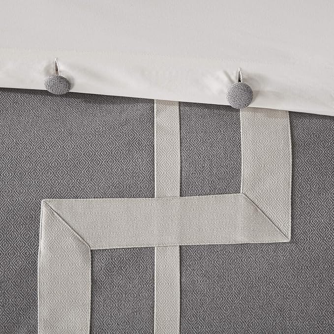 Madison Park Signature Cozy Comforter Set - All Season Bedding Combo Filled Insert and Removable Duvet Cover, Shams, Decorative Pillows, Queen (92 in x 96 in), Elegance Grey 9 Piece