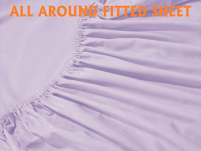 Elegant Comfort Best, Softest, Coziest 6-Piece Sheet Sets! - 1500 Premier Hotel Quality Luxurious Wrinkle Resistant 6-Piece Damask Stripe Bed Sheet Set, Full Lavender/Lilac
