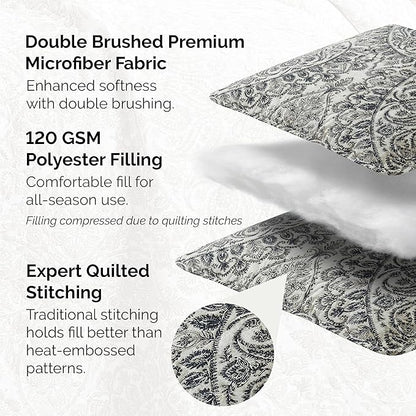 Southshore Fine Living, Inc. Ashanti Collection Oversized Quilt Twin Bedding Set Lightweight, Soft Coverlet Bedspread 2-Piece with one Matching sham (69 in Wide x 98 in Long), Twin/XL, Grey