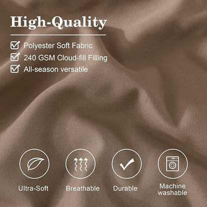 Monbix Super King Size Comforter Set - 7 Pieces Raw Umber Bed in a Bag Super King Bedding Sets with Comforters, All Seasons Comforter Bed Set with Sheets,Pillowcases & Shams