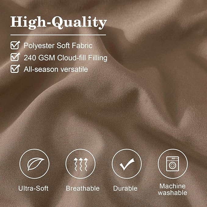 Monbix Super King Plus Size Comforter Set - 7 Pieces Raw Umber Bed in a Bag Super King Plus Bedding Sets with Comforters, All Seasons Comforter Bed Set with Sheets,Pillowcases & Shams