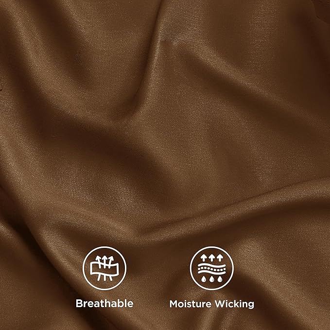 Bedsure Full Size Bed Sheets, Cooling Sheets, Rayon Derived from Bamboo, PureWoven, Breathable & Soft, Deep Pocket Up to 16 Inches, Hotel Luxury Silky Bedding for Hot Sleepers, Brown