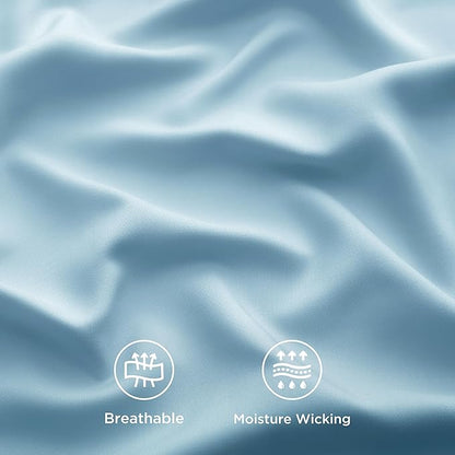 Bedsure California King Sheet Sets, Cooling Sheets, Rayon Derived from Bamboo, PureWoven, Breathable & Soft, Deep Pocket Up to 16 Inches, Hotel Luxury Silky Bedding for Hot Sleepers, Aqua