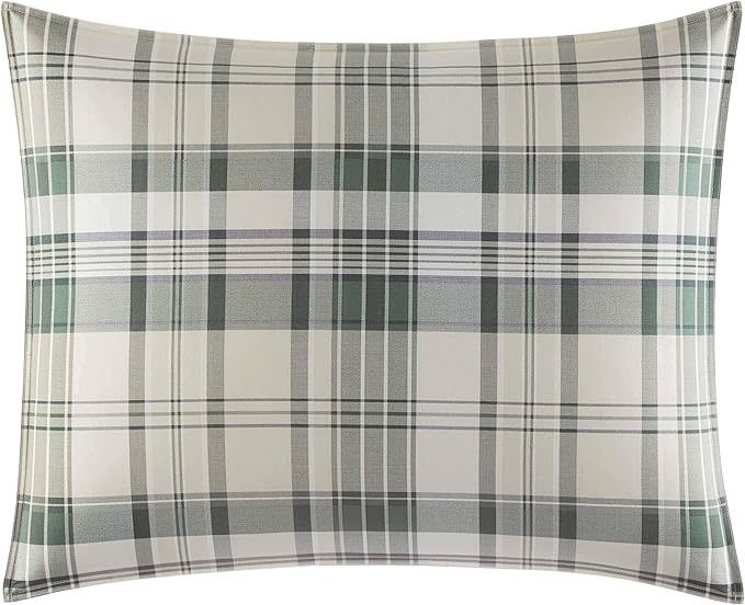 Eddie Bauer - King Comforter Set, Reversible Cotton Bedding with Matching Shams, Plaid Home Decor for All Seasons (Timbers Green, King)