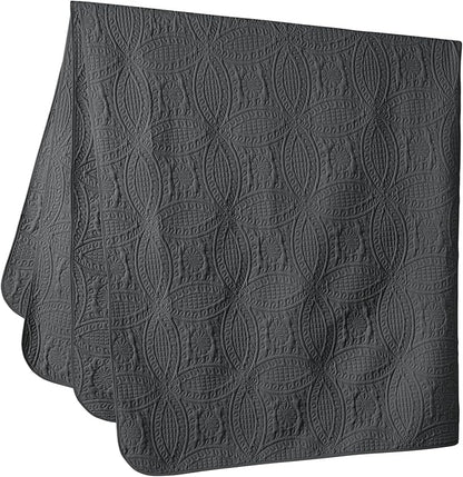 Chezmoi Collection Austin 3-piece Oversized Bedspread Coverlet Set (King, Charcoal) | Oversized, Lightweight, Fade Resistant