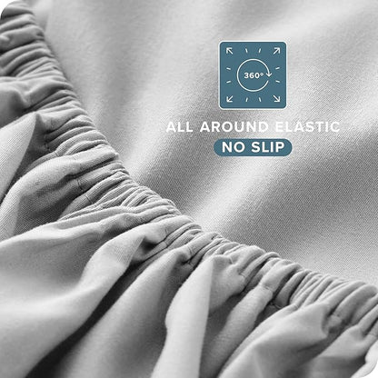 Bare Home Full XL Sheet Set - 1800 Ultra-Soft Microfiber Full Extra Long Bed Sheets - Double Brushed - Deep Pockets - Easy Fit - 4 Piece Set - Bedding Sheets & Pillowcases (Full XL, Cloud Grey)