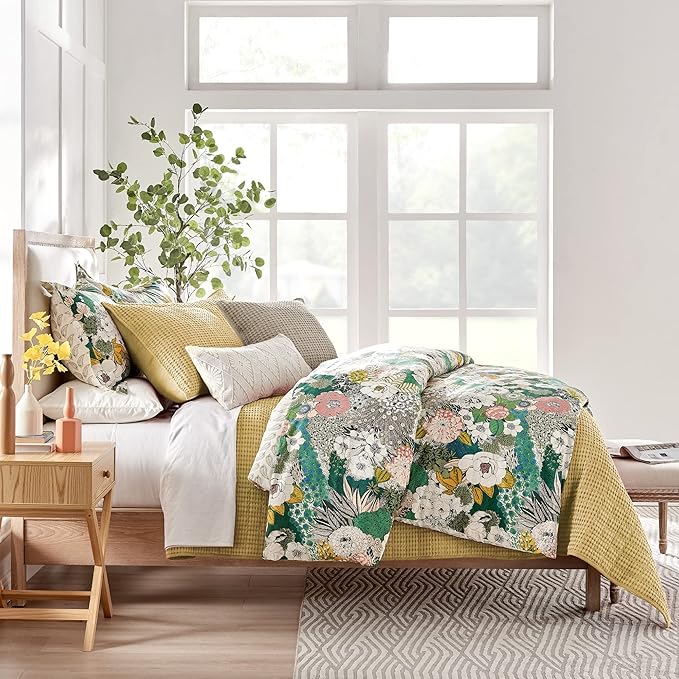 Levtex Home Mills Waffle King/Cal King Quilt Set (106x92in) with 2 Pillow Shams (36x20in) - Ochre - Cotton Waffle King Size Quilt Bedding Set - Lightweight, Soft, Pre-Washed