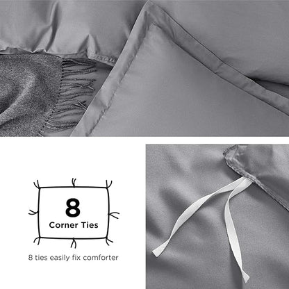 Bedsure Duvet Cover Queen Size - Soft Double Brushed Bedding Set for Kids & Adults, Zipper Closure, 3 Pieces, Includes 1 Duvet Cover (90"x90") & 2 Pillow Shams, NO Comforter, Grey