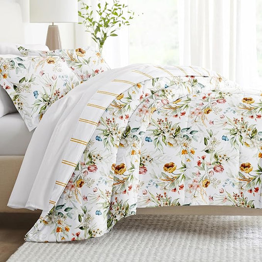 Linen Market Reversible Queen Size Comforter Set (3 Piece) - Soft and Lightweight Down Alternative Comforter Queen Set - This Includes Your Queen Comforter and 2 Pillow Shams