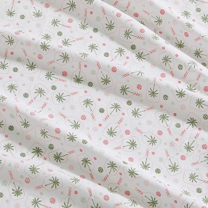 Tommy Bahama - Queen Sheet Set, Crisp & Cool Cotton Percale Bed Sheets, Deep Pockets, Coastal Bedding with Matching Fitted Sheet & Pillowcases (Pickleball Palm Pink)