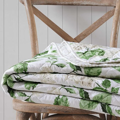 Martha Stewart - King Quilt Set, 100% Soft Cotton Floral Bedding for Year Round Comfort, 3 Piece Bed Set with Matching Pillowcases (Hydrangea Floral Beige)