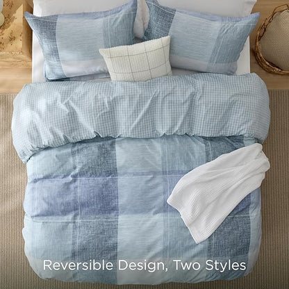 Bedsure Twin/Twin XL Duvet Cover Kids - Gingham Reversible Buffalo Plaid Duvet Cover Set with Zipper Closure, 2 Pieces Blue Bedding Set with 8 Corner Ties and 1 Pillow Sham 20"x26"