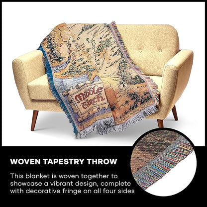 Northwest Lord Of The Rings - The Hobbit Woven Tapestry Throw Blanket, 48" x 60", Middle Earth