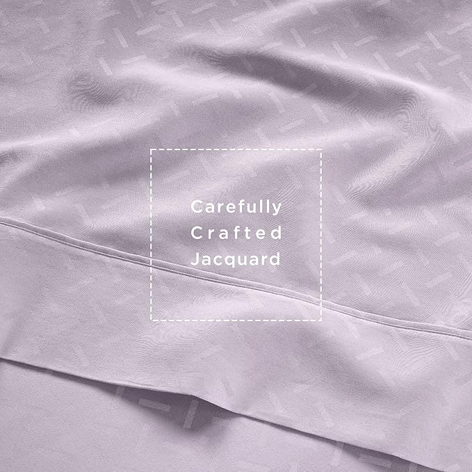 Threadmill Cotton Twin Sheet Set | 100% Cotton Sheets for Twin Size Bed | Damask Jacquard Sateen Twin Bed Sheets Set with 16” Deep Pocket | Soft Breathable 3-Piece Cooling Sheet Set | Lilac