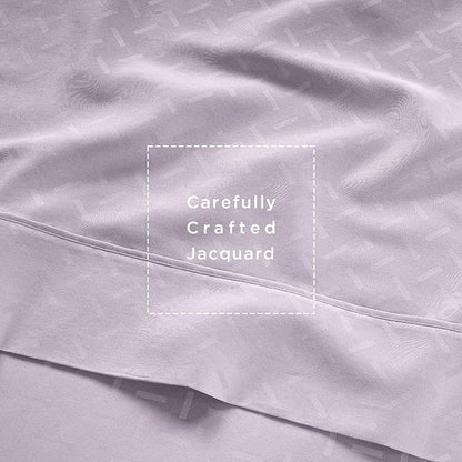 Threadmill 100% Cotton Sheets for King Size Bed | 4 Pc King Bed Sheets Set | Soft, Breathable Lightweight Damask Sateen for All-Season Use | Snug Fit Elastic Deep Pocket King Sheets | Lilac