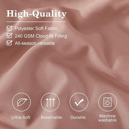 Monbix Full Comforter Set - 7 Pieces Clay Pink Bed in a Bag Full Size Bedding Sets with Comforters, All Seasons Comforter with Sheets, Pillowcases & Shams