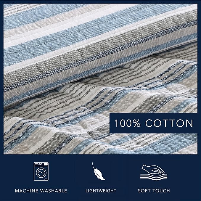 Nautica - Daybed Cover Set, Cotton Reversible Bedding Set with Matching Shams & Pillow Cover, Home Decor for All Seasons (Jettison Grey, Daybed)