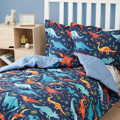 Twin Dinosaur Kids Bedding Set for Boys, 2 Pieces Twin Dinosaur Kids Comforter Sets for Boys, Super Soft Lightweight for All Seasons, Includes 1 Comforter (66"x86") and 1 Pillowcase(20"x26"+2")