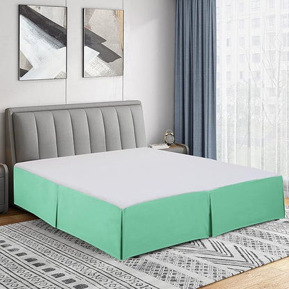 Cathay Home Double Brushed Microfiber Pleated Easy Fit Bed Skirt, Ultra Soft, Fade and Wrinkle Resistant - Sea Foam, Full