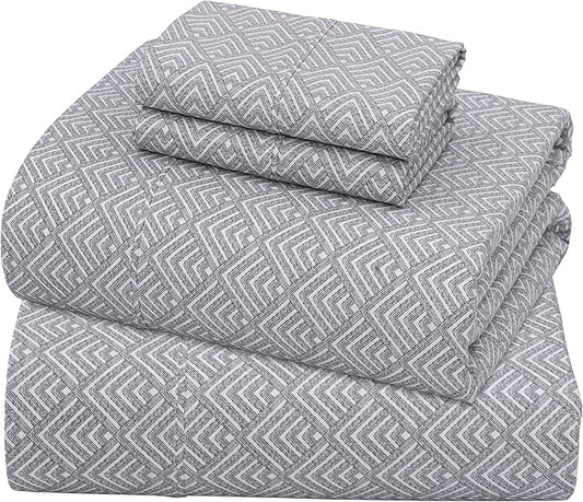 ZOYER 100% Cotton Sheets – Queen Size Percale Bedding, Cooling & Breathable, Durable with a Crisp, Soft & Comfortable Feel, 16" Deep Pocket, 4-Piece Set, Diamond Box