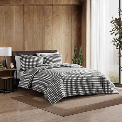 Eddie Bauer - King Comforter Set, Reversible Cotton Bedding with Matching Shams, Luxurious Bedding Set for Colder Months (Preston Grey, King)