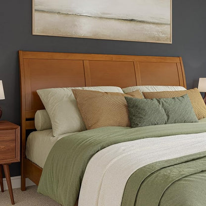 AFI, Portland King Sleigh Solid Wood Panel Headboard, Light Toffee